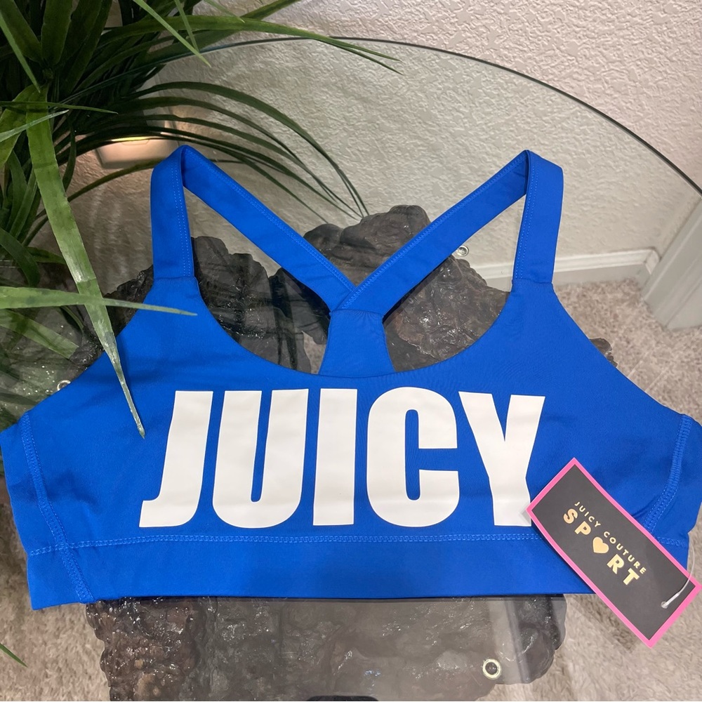 💖NWT💖 JUICY COUTURE Electric Blue Sports Bra Size Small - Picture 1 of 6